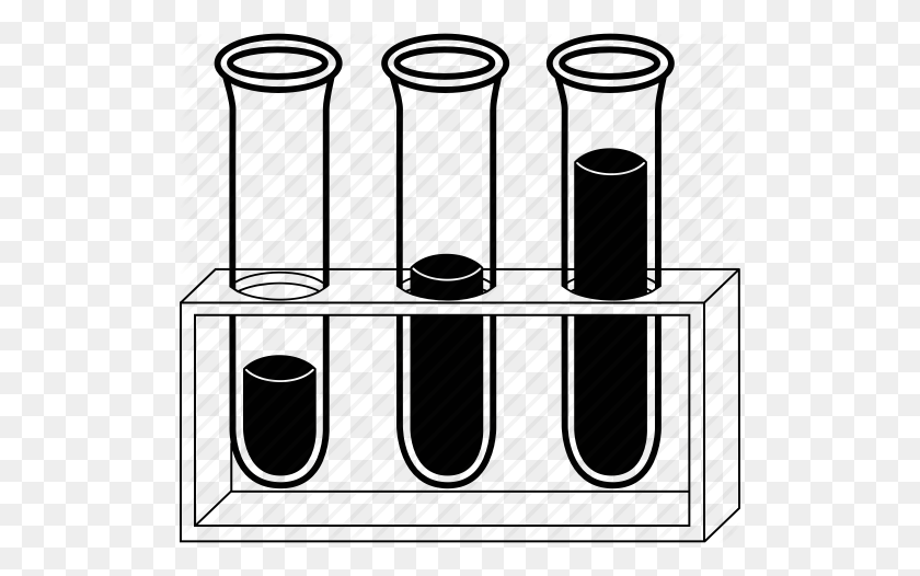 512x466 Химические Вещества, Химия, Эксперимент, Посуда, Лаборатория, Тест, Значок Пробирки - Черно-Белый Клипарт Пробирки