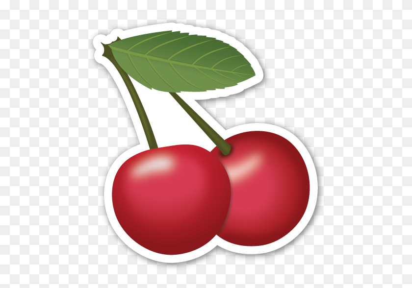 495x528 Cherries Sleave Leaves Emoji Stickers, Cherry - Cherry Blossom Clipart