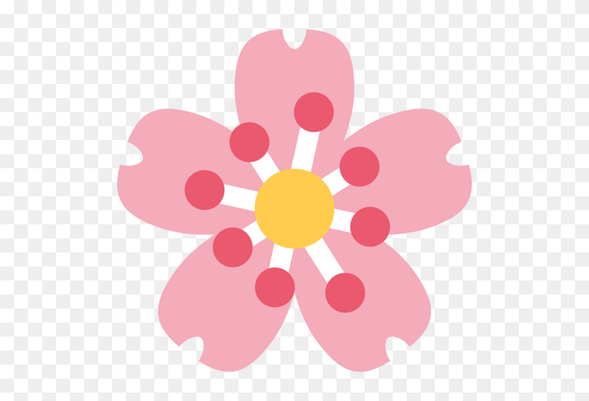 512x512 Cherry Blossom Emoji - Sakura Petals PNG