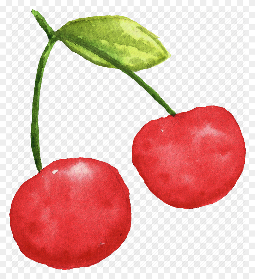 1416x1562 Cherry, Cuisine, Food, Fruit, Fruits, Watercolor, Watercolors Icon - Watercolor PNG