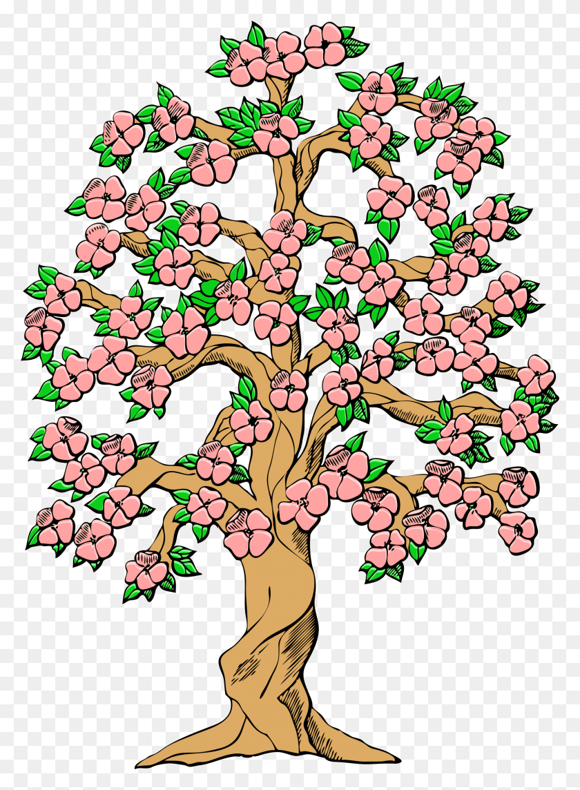 Дерево с цветами мультяшное