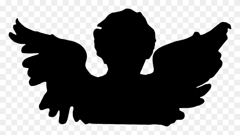 1412x750 Cherub Silhouette Angel Drawing Statue - Cherub Clipart