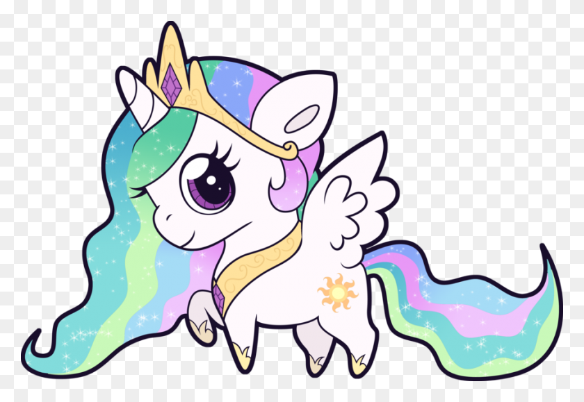 900x599 Chibi Celestia Ponis En Chibi, Unicornio - Kawaii Unicorn Clipart