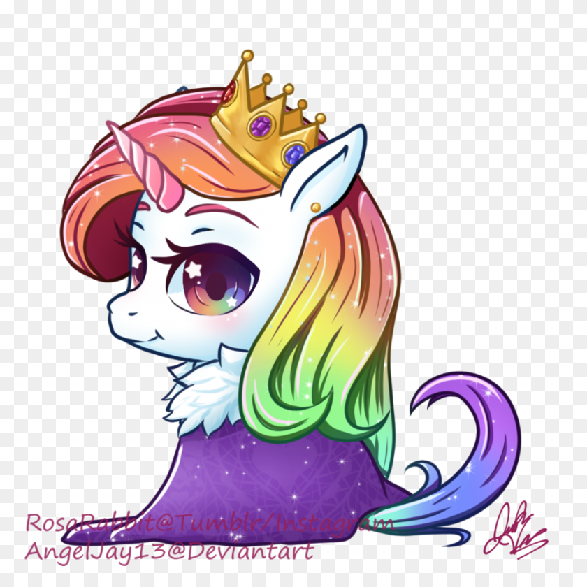 894x894 Chibi Commission Rainbow Unicorn Queen - Rainbow Unicorn Clipart
