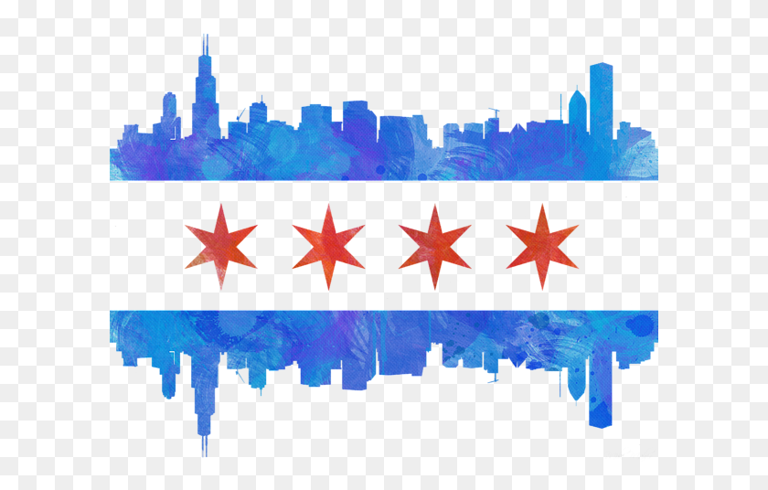 600x476 Chicago Flag Watercolor Onesie For Sale - Chicago Flag PNG