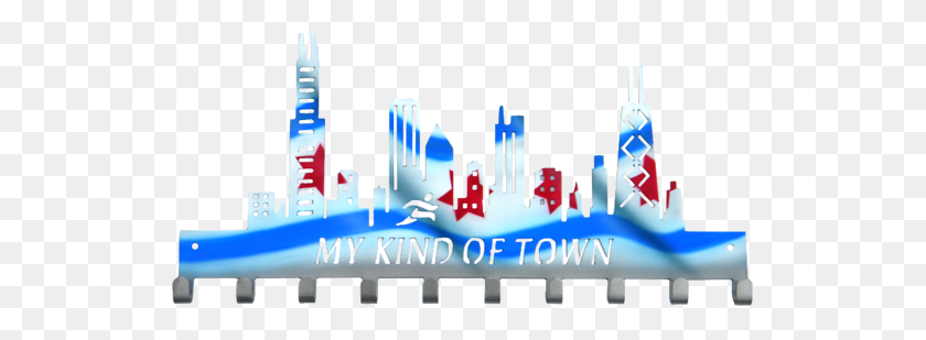 560x249 Chicago Skyline My Kind Of Town Custom Painted Flag Medal Hanger - Chicago Skyline PNG