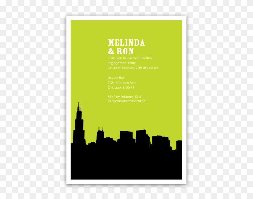 600x600 Chicago Skyline Silhouette Party Invitations Ian Lola Design - Chicago Skyline PNG