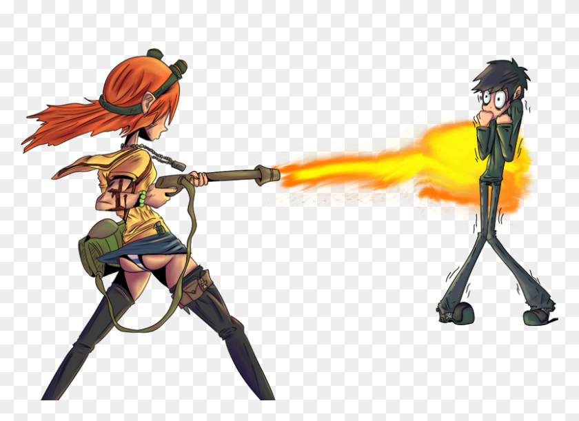 800x566 Chick A With Flamethrower - Flamethrower PNG