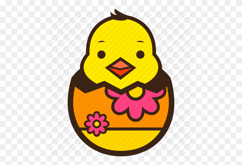 512x512 Chick, Chocolate, Decoration, Easter, Egg, Flower, Hatching Icon - Chick Hatching Clipart