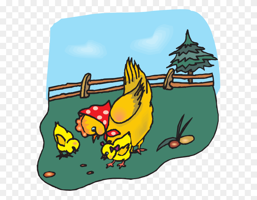 600x593 Chicken Eating Clipart - Pollo Clipart