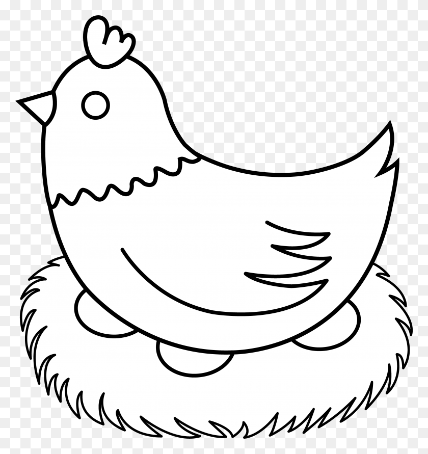 3610x3848 Клипарт Куриное Яйцо Черно-Белое - Жареный Цыпленок Клипарт Черно-Белый