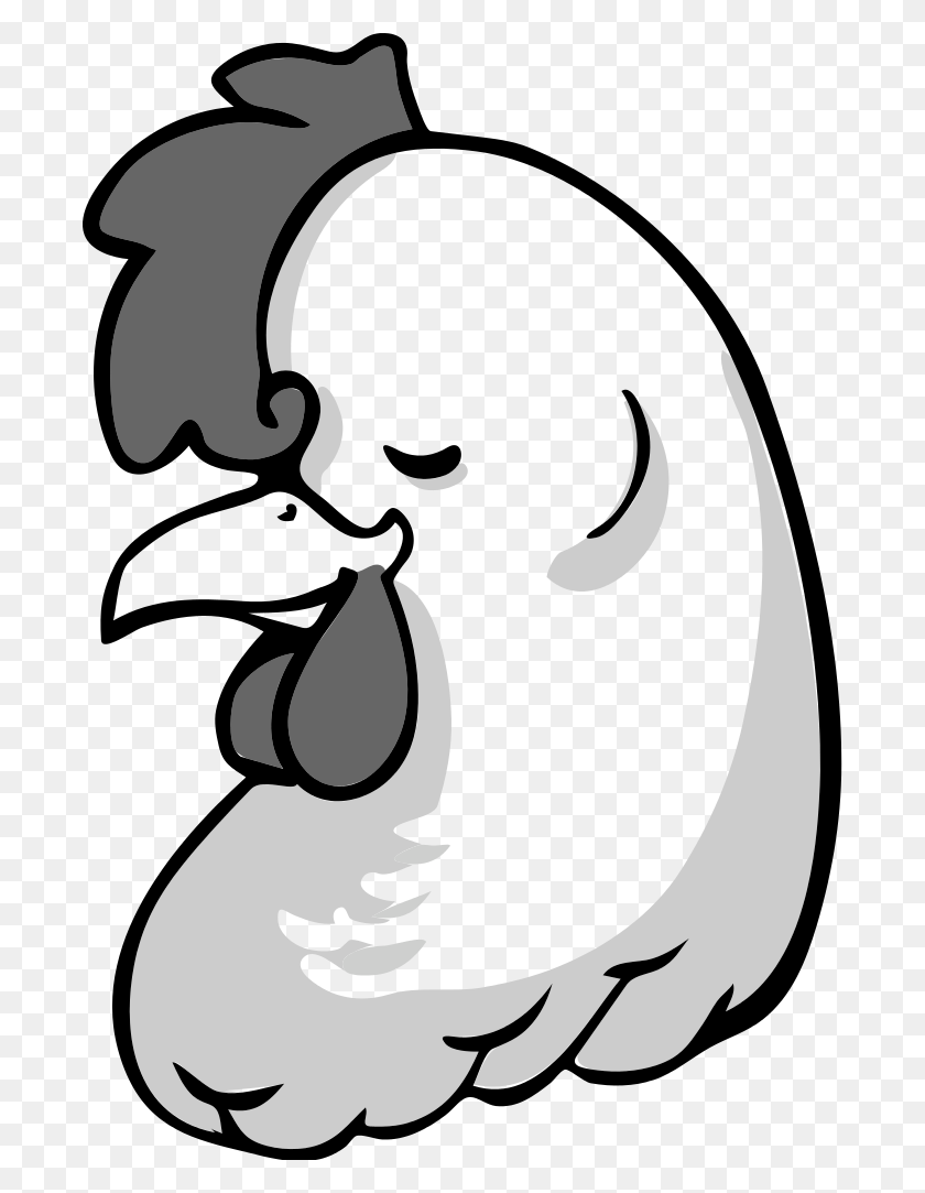 690x1023 Chicken Head Clipart Black And White - Free Chicken Clipart Black And White