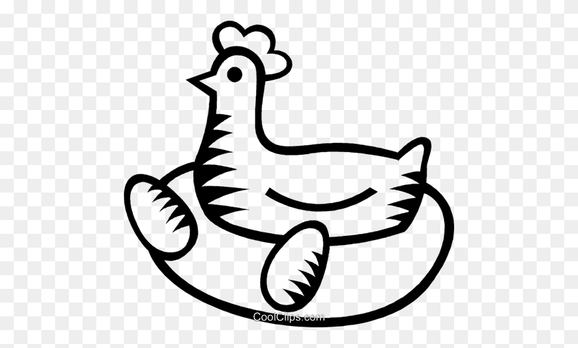 480x446 Chicken With Eggs Royalty Free Vector Clip Art Illustration - Free Chicken Clipart Black And White