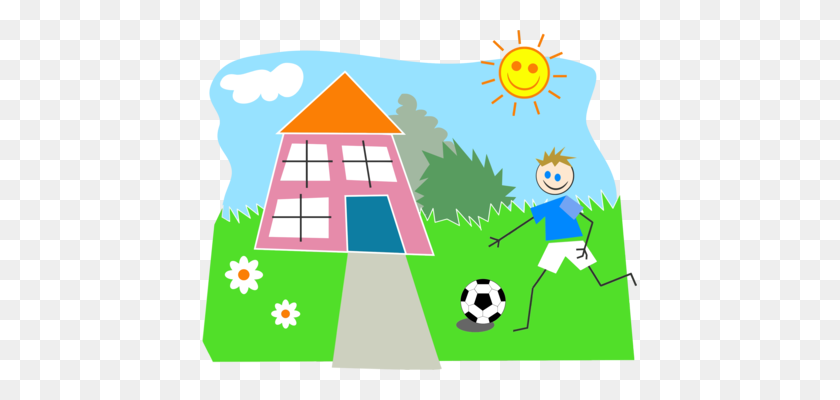 435x340 Child Boy Male Girl - Kids Playing Soccer Clipart