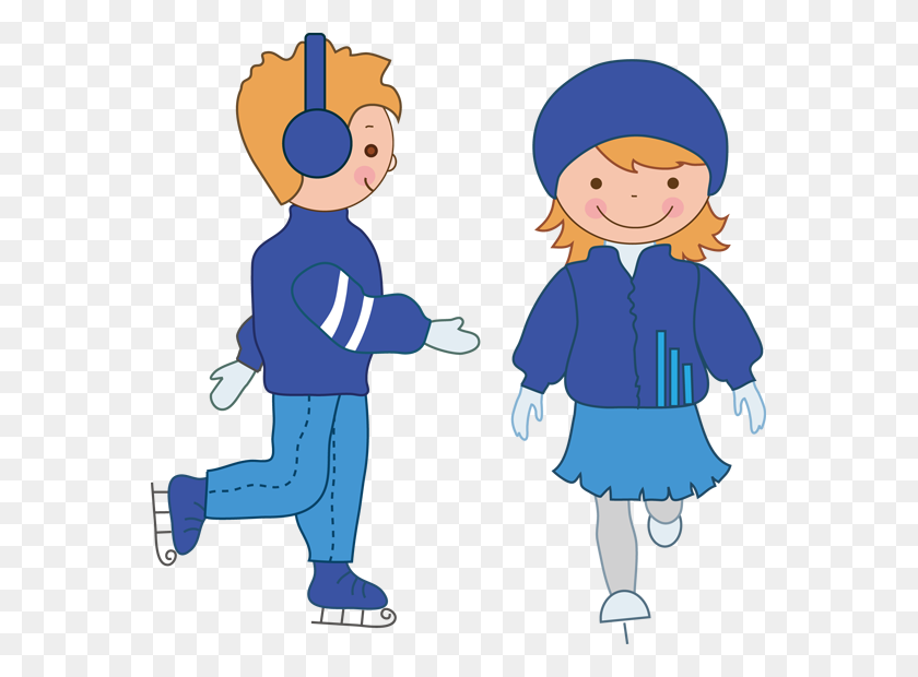 563x560 Child Clipart Ice Skating - Kids Working Together Clipart