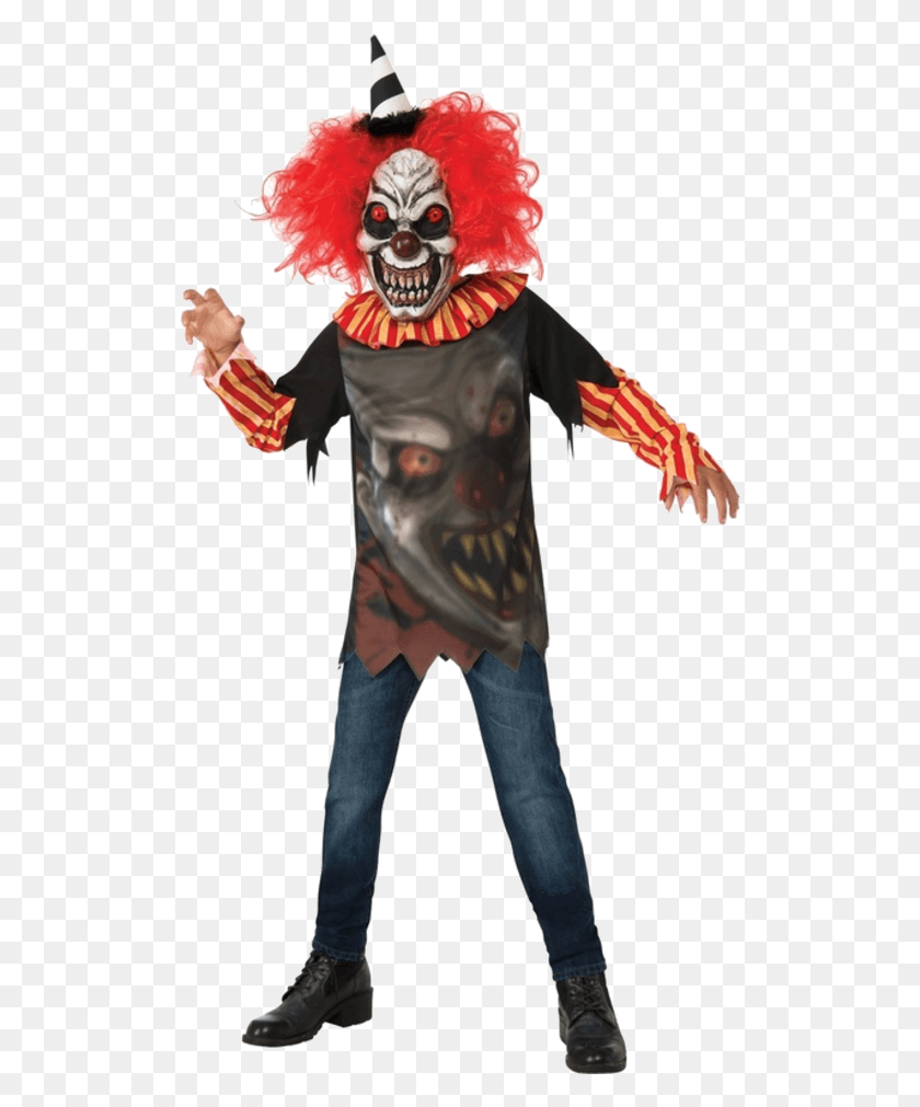 600x951 Child Freako Clown Halloween Costume Jokers - Scary Clown PNG