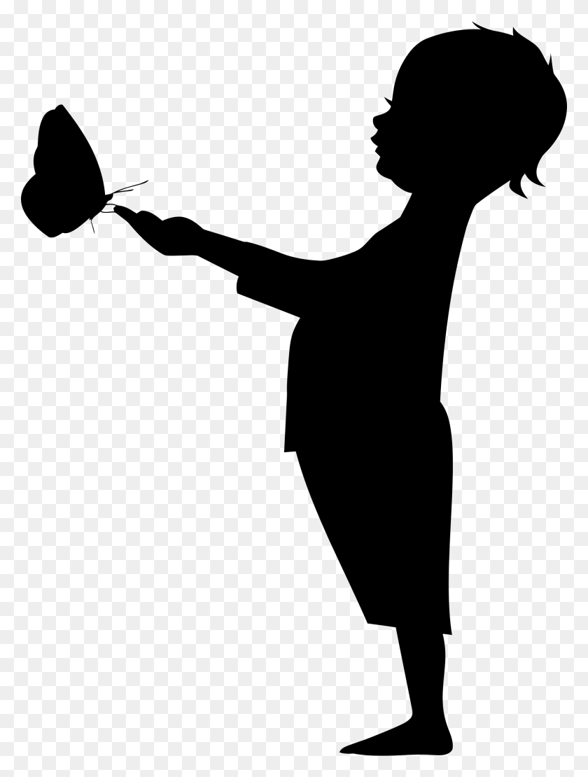 1664x2242 Child Holding Butterfly Silhouette - Butterfly Silhouette PNG