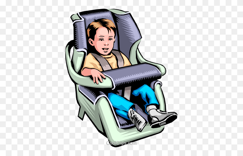 389x480 Child In A Car Seat Royalty Free Vector Clip Art Illustration - Car Seat Clipart
