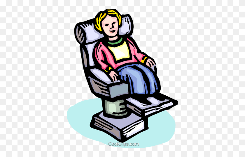381x480 Child In Dentist Chair Royalty Free Vector Clip Art Illustration - Dental Chair Clipart