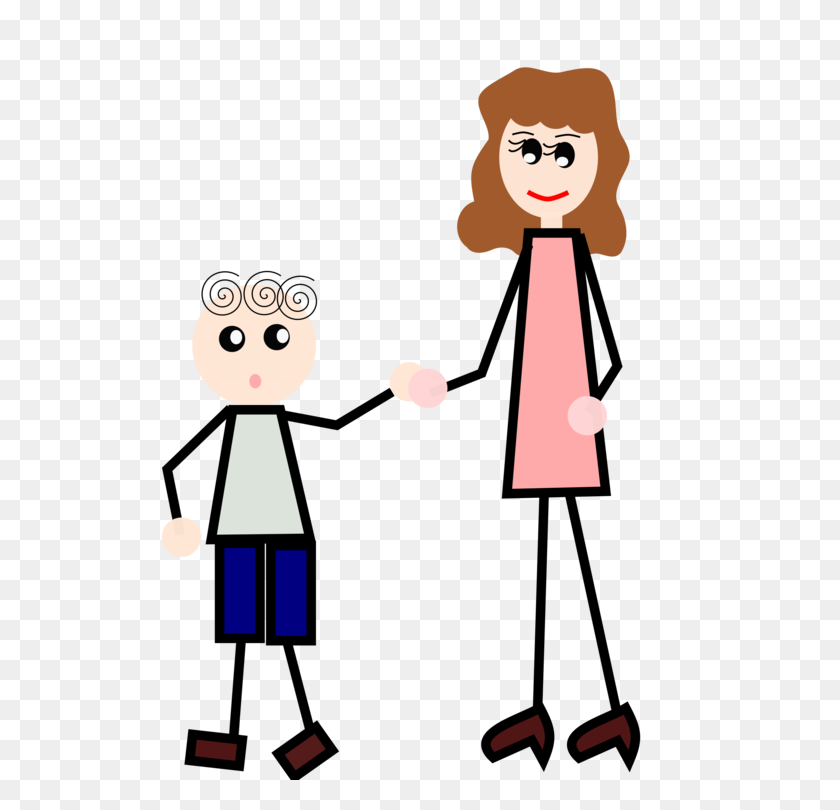 595x750 Child Mother Holding Hands Boy - Mother And Son Clipart