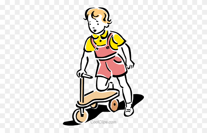 329x480 Child Playing With Scooter Royalty Free Vector Clip Art - Students Playing Clipart