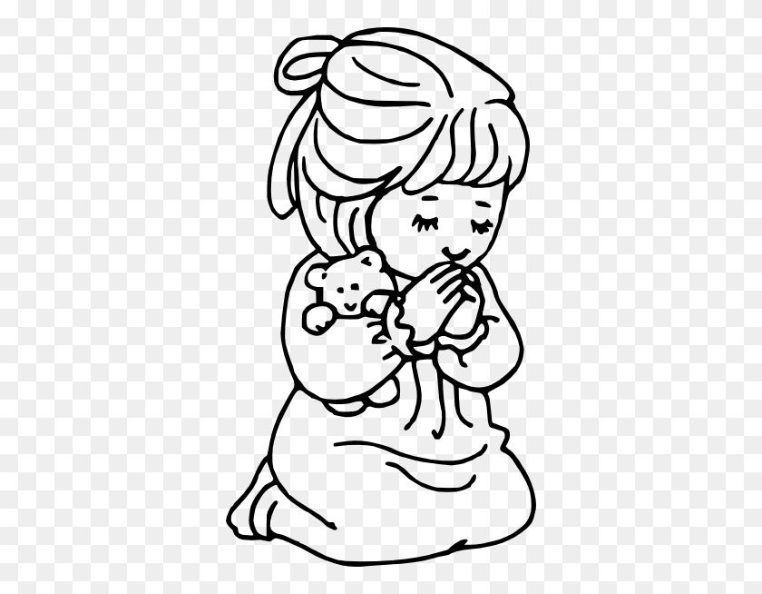 342x594 Child Prayer Clipart - Bedtime Clipart Black And White