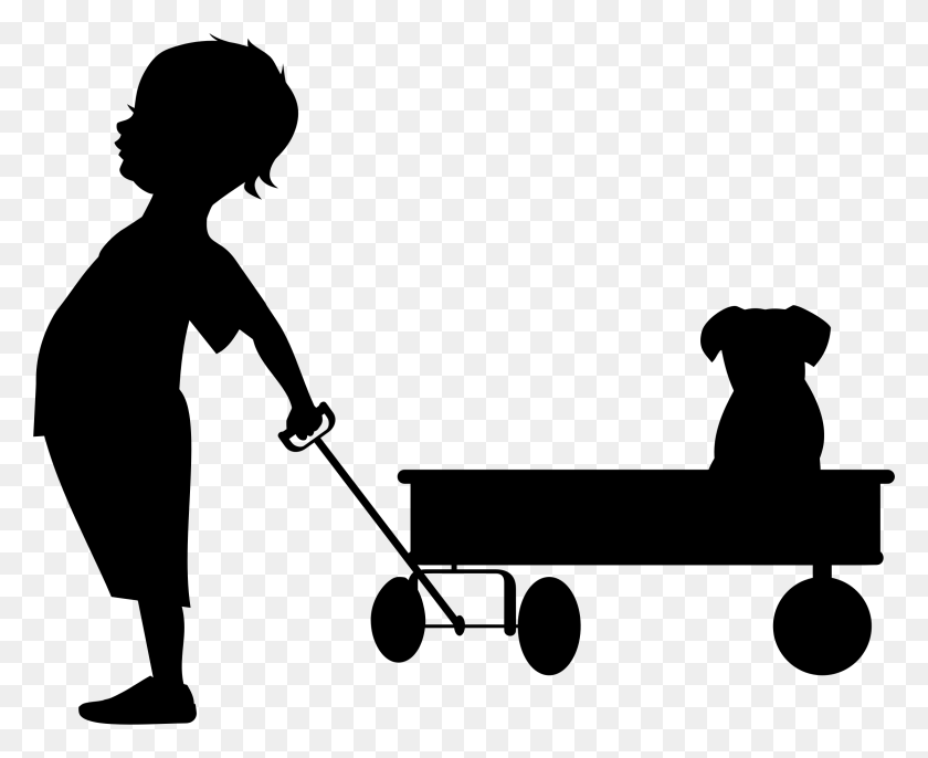 2318x1861 Child Pulling Wagon Silhouette Icons Png - Child Silhouette PNG