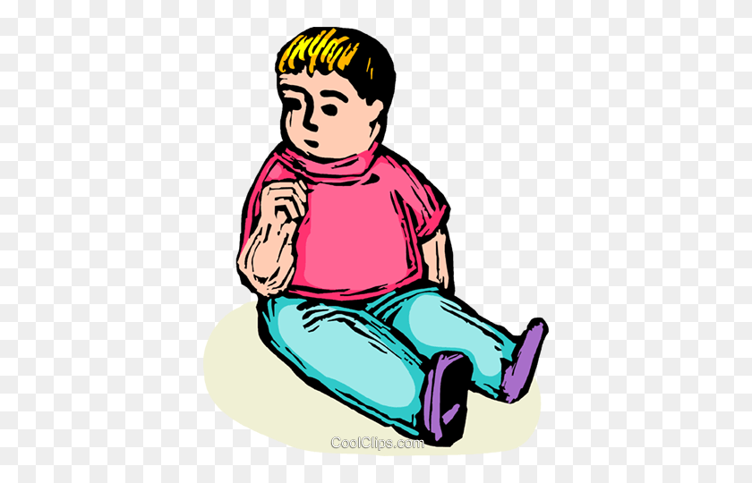 386x480 Child Sitting, About To Suck His Thumb Royalty Free Vector Clip - Child Sitting Clipart