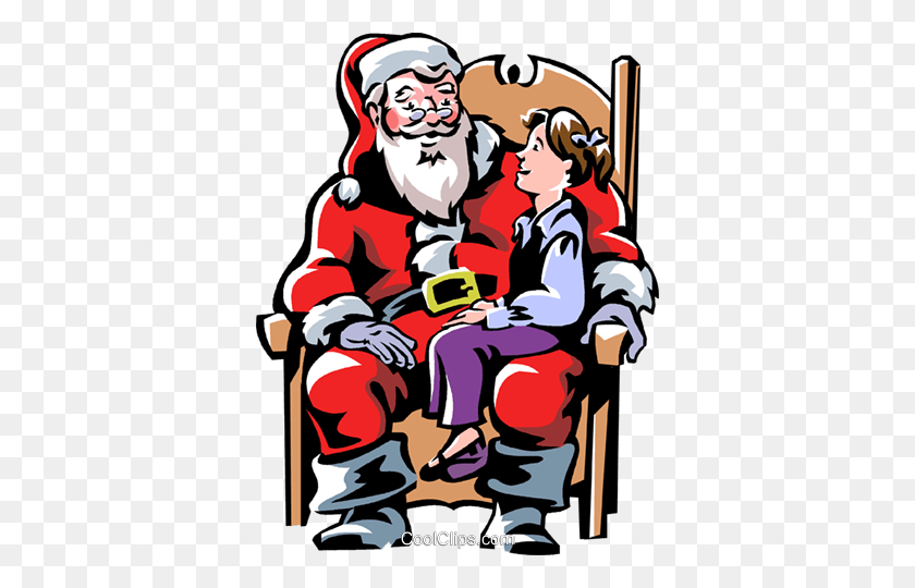 370x480 Child Sitting On Santa's Lap Royalty Free Vector Clip Art - Child Sitting Clipart