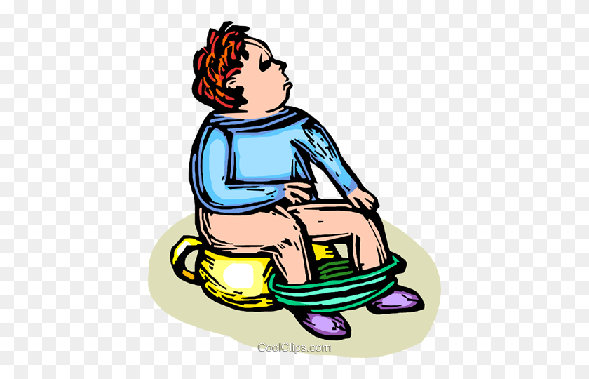 418x480 Child Sitting On The Potty Royalty Free Vector Clip Art - Potty Clipart