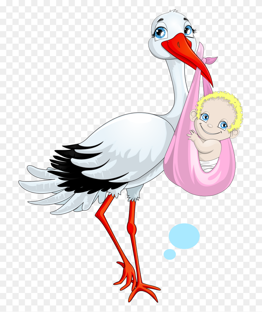 721x941 Child Stock Illustration Clip Art - Baby Girl Stork Clipart