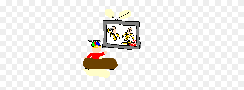 300x250 Child Watching Bananas Kill Themselves On Tv - Boy Watching Tv Clipart
