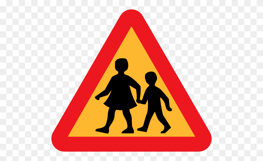 512x455 Children Crossing Road Sign Clipart - Signpost Clipart