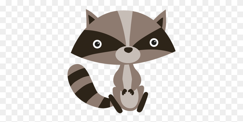 374x363 Children's Cute Raccoon Sticker - Cute Raccoon Clipart