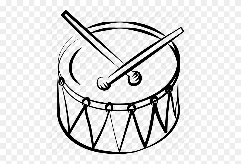 512x512 Детский Барабан, Барабан, Ручной Барабан, Музыка, Музыкальные Инструменты - Барабан Клипарт Черно-Белый