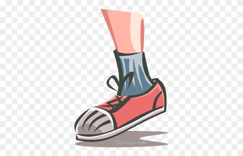 325x480 Child's Lower Leg With Running Shoe Royalty Free Vector Clip Art - Running Feet Clipart
