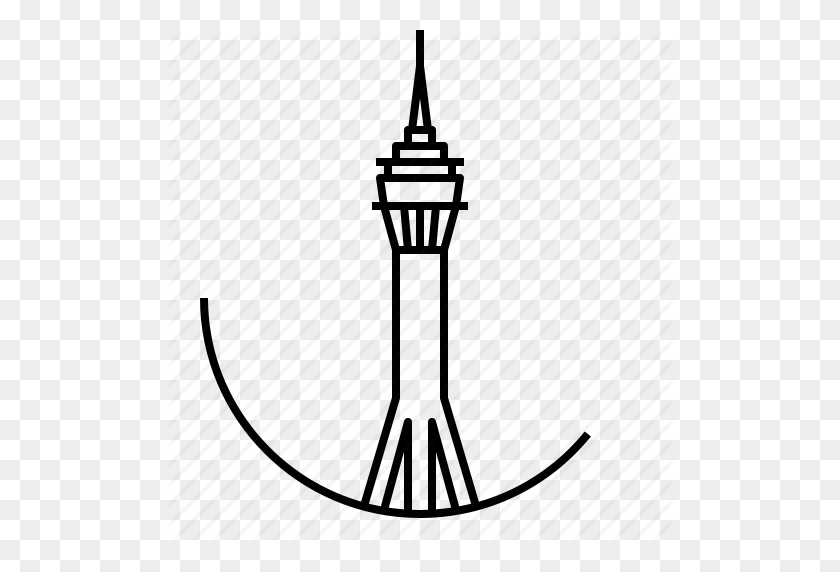 512x512 China, Landmark, Macao, Tower Icon - Tower Clipart Blanco Y Negro