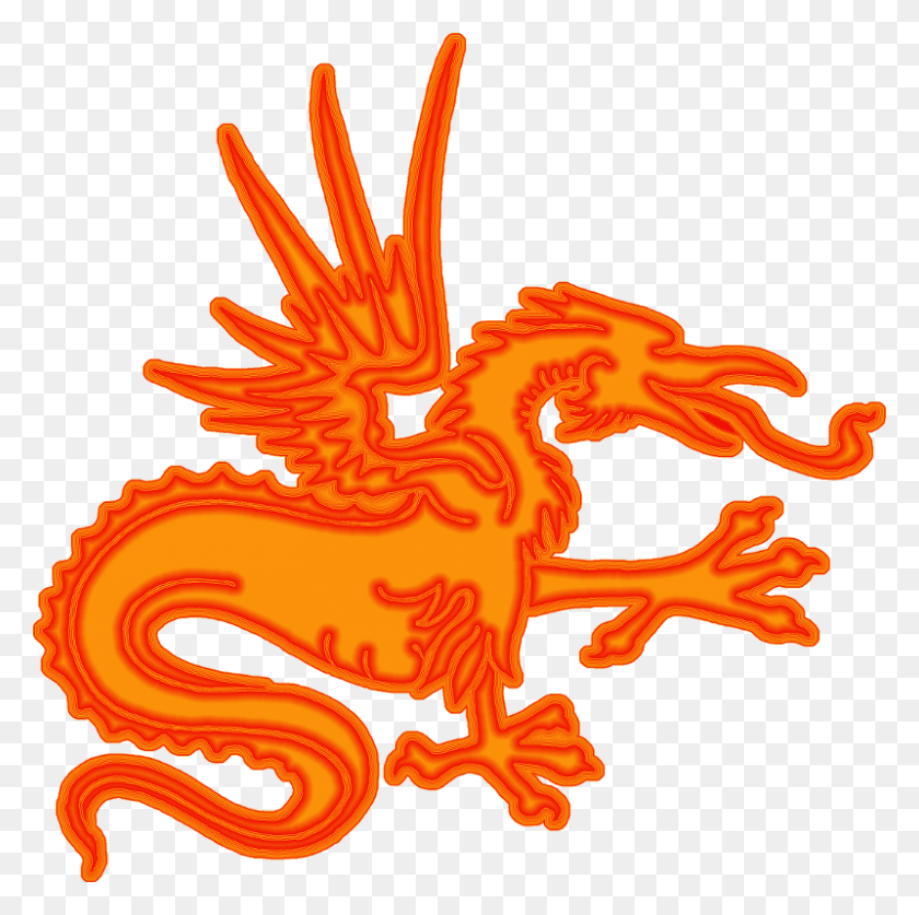 800x797 Китайский Дракон Клипарт Оранжевый - Оранжевый Цвет Клипарт