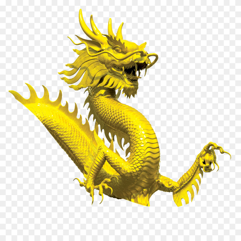 1024x1024 Китайский Дракон Золотой Вектор Png Скачать Бесплатно, Китайский Дракон Png