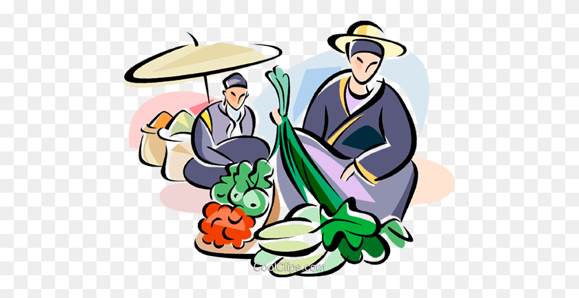 480x373 Chinese Food Market Royalty Free Vector Clip Art Illustration - Market Clipart
