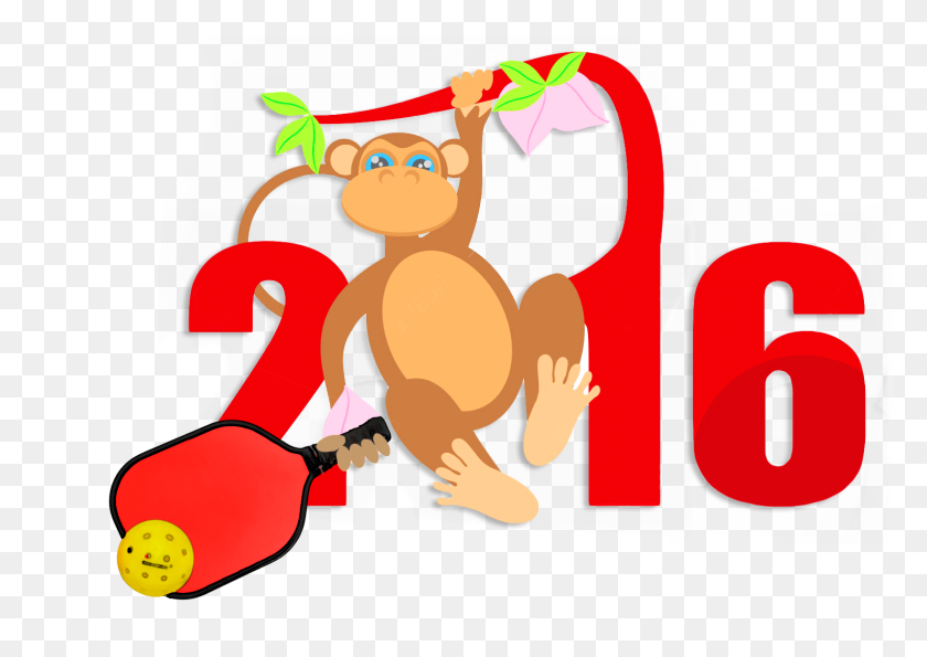 1529x1049 Chinese Lunar New Year Of The Monkey On Tree Branch - Pickleball Clipart