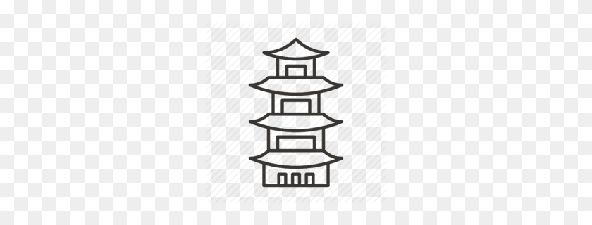 260x260 Chinese Pagoda Black And White Clipart - Great Wall Of China Clipart