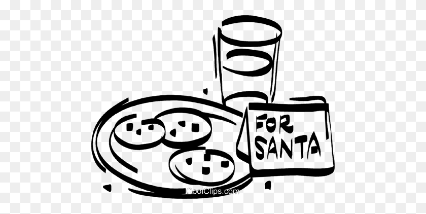 480x362 Chocolate Chip Cookies For Santa Royalty Free Vector Clip Art - Santa Clipart Black And White
