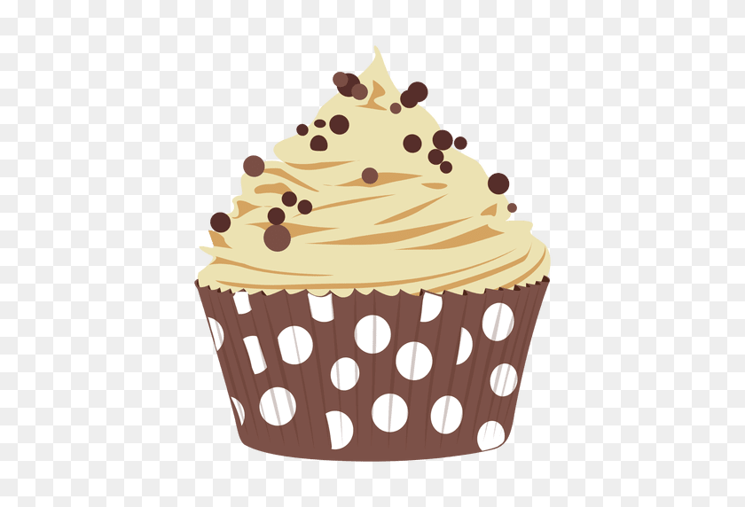 512x512 Chocolate Chip Cupcake Illustration - Chocolate PNG