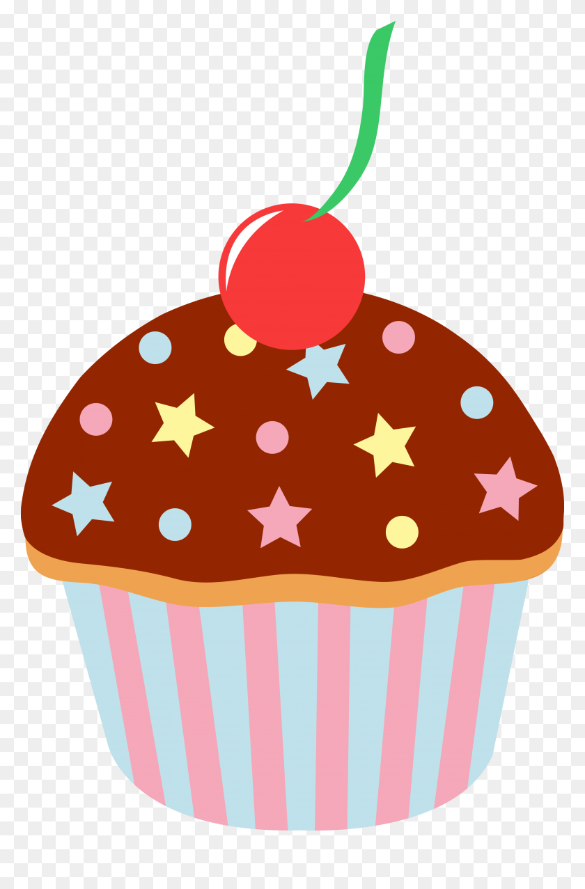 3053x4765 Chocolate Cupcake With Sprinkles And Cherry - Sprinkles Clipart