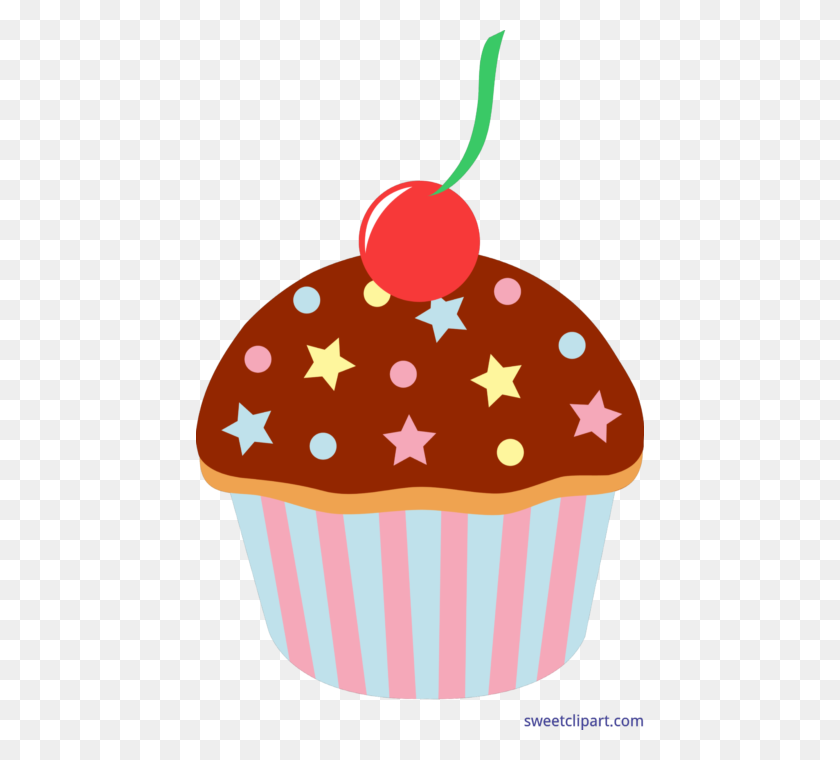 448x700 Chocolate Cupcake With Sprinkles Clip Art - Sweet Tea Clipart
