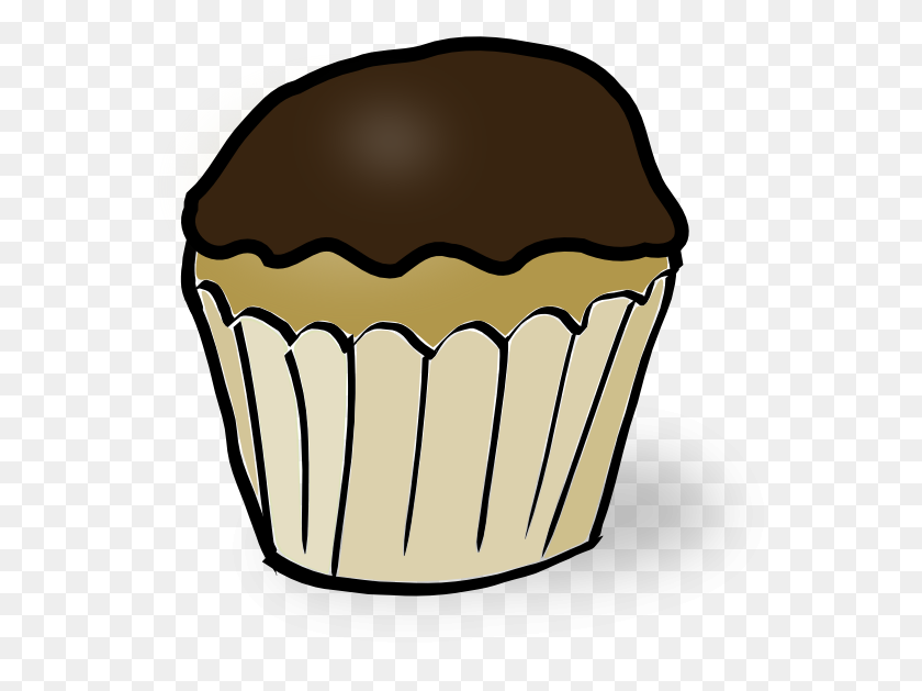 600x569 Chocolate Iced Cupcake Clip Art - Blueberry Muffin Clipart