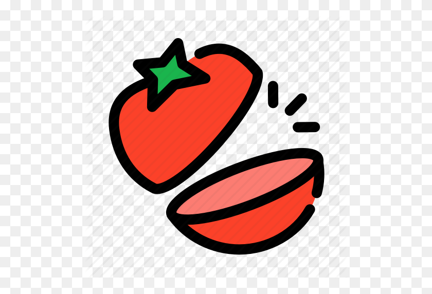 512x512 Picar, Cocinar, Alimentos, Rebanada, Tomate, Icono De Verduras - Imágenes Prediseñadas De Rebanada De Tomate