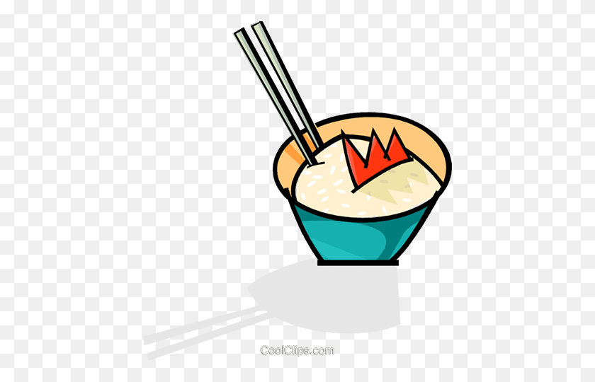 436x480 Chopsticks In A Bowl Of Rice Royalty Free Vector Clip Art - Chopsticks Clipart