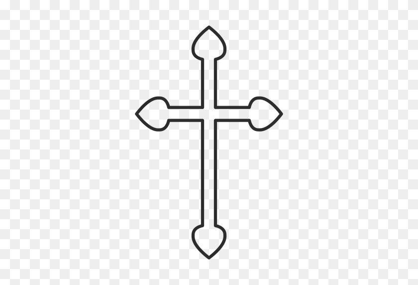 512x512 Christian Cross Outline - White Cross PNG
